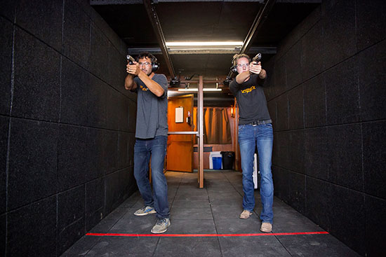 guests shooting at the indoor gun range at TexPlex Park